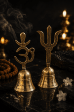 Brass Om and Trishul Pooja Bell Pair - Image 2