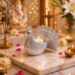 Silver Peacock Tealight Candle Holder