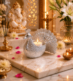 Silver Peacock Tealight Candle Holder