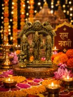 Brass Ram Darbar Idol with Lord Ram, Sita, Lakshman and Hanuman - Image 2