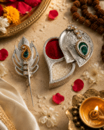 Decorative Roli Chawal Box with Peacock Tilak Stick