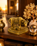 Brass Kamdhenu Cow and Calf Idol with Ganesh Design - Image 9