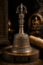 Antique Finish Brass Temple Bell with Deity Handle - Image 3