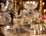 Silver Elephant Diya / Tealight Candle Holder for Home Décor and Pooja - Image 8