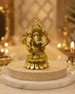 Brass Ganpati Idol on Lotus Base for Pooja & Gifting - Image 8