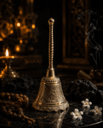 Heavy Engraved Brass Pooja Bell with Floral Design - Image 2