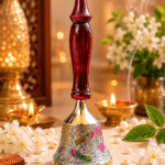 Brass Pooja Bell with Brown Wooden Handle