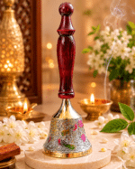 Brass Pooja Bell with Brown Wooden Handle