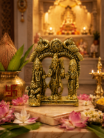 Brass Ram Darbar Idol with Lord Ram, Sita, Lakshman and Hanuman - Image 10