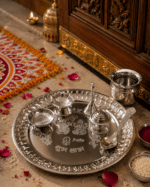 Shubh Labh Pooja Thali Set with Kalash, Diya, Bell, Incense Holder and Spoon - Image 2