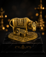 Brass Kamdhenu Cow and Calf Idol with Ganesh Design - Image 10