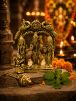 Brass Ram Darbar Idol with Lord Ram, Sita, Lakshman and Hanuman - Image 9