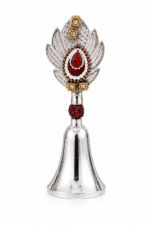 Peacock Gemstone Rudraksha Pooja Bell with Red Stone and Pearl Detailing - Image 8