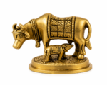 Brass Kamdhenu Cow and Calf Idol for Vastu & Prosperity - Image 2