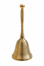 Traditional Plain Brass Pooja Bell with Ribbed Handle - Image 4