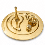 Brass Oval Om Pooja Thali with Bell, Diya and Incense Holder - Image 7