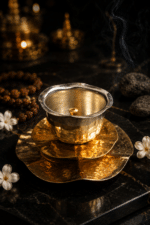 Lotus Shape Hammered Brass Diya Bowl - Image 2
