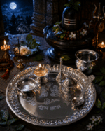Shubh Labh Pooja Thali Set with Kalash, Diya, Bell, Incense Holder and Spoon - Image 8