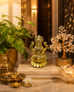 Brass Goddess Lakshmi Idol on Lotus Base - Image 8