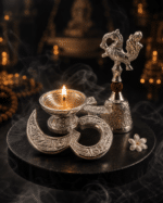 Peacock Bell and Om Diya Pooja Set - Image 3