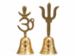 Brass Om and Trishul Pooja Bell Pair - Image 6
