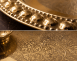 Brass Engraved Pooja Thali Set with Bell, Bowls, Incense sticks Holder and Container - Image 4