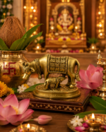 Brass Kamdhenu Cow and Calf Idol for Vastu & Prosperity - Image 3
