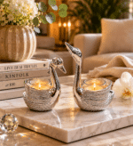 Silver Swan Tealight Candle Holder Pair - Image 8