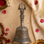Antique Finish Brass Temple Bell with Deity Handle