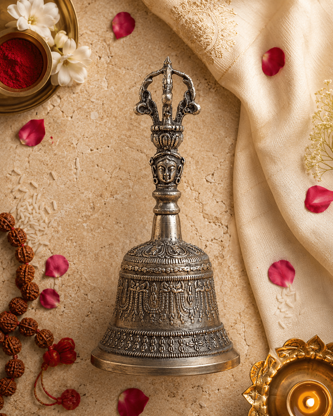file_00000000ebe871f585fc7dd1f1f2e4dd Antique Finish Brass Temple Bell with Deity Handle - Image 1