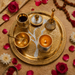Gold Silver Complete Pooja Thali Set with Kalash, Bell, Diya and Accessories - Image 3