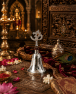 Silver Om Rudraksha Pooja Bell / Om Aarti Ghanti for Home Mandir - Image 6