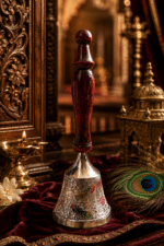 Brass Pooja Bell with Brown Wooden Handle - Image 3