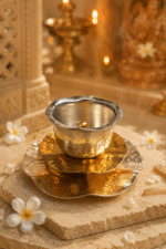 Lotus Shape Hammered Brass Diya Bowl - Image 8