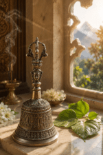 Antique Finish Brass Temple Bell with Deity Handle - Image 8